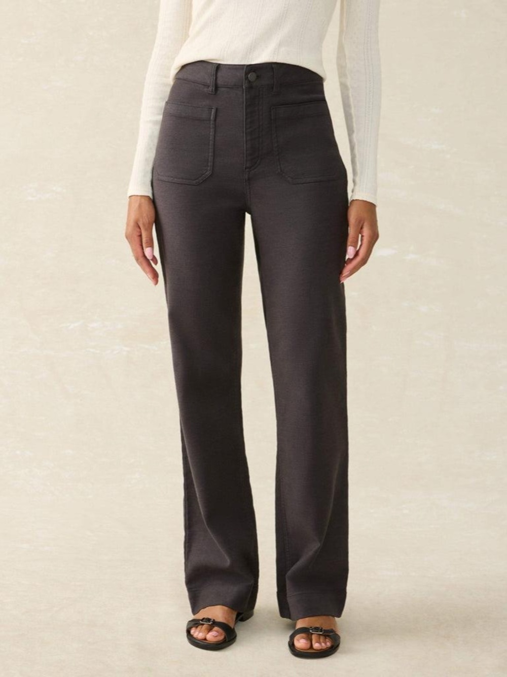 FAHERTY Stretch Terry Patch Pocket Pants Washed Black Size 29